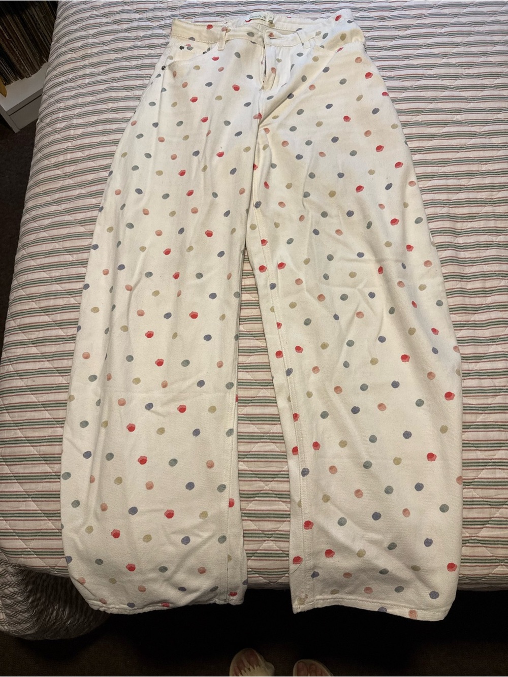 Women’s Cream Polka Rigid Denim Pants